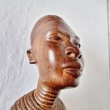 Pair of Busts or Sculptures of African Men and Women in high quality carved wood used