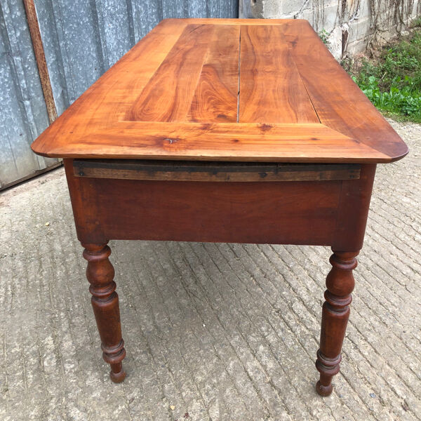 Table ancienne Louis Philippe en cerisier massif et chêne  à 3 tiroirs