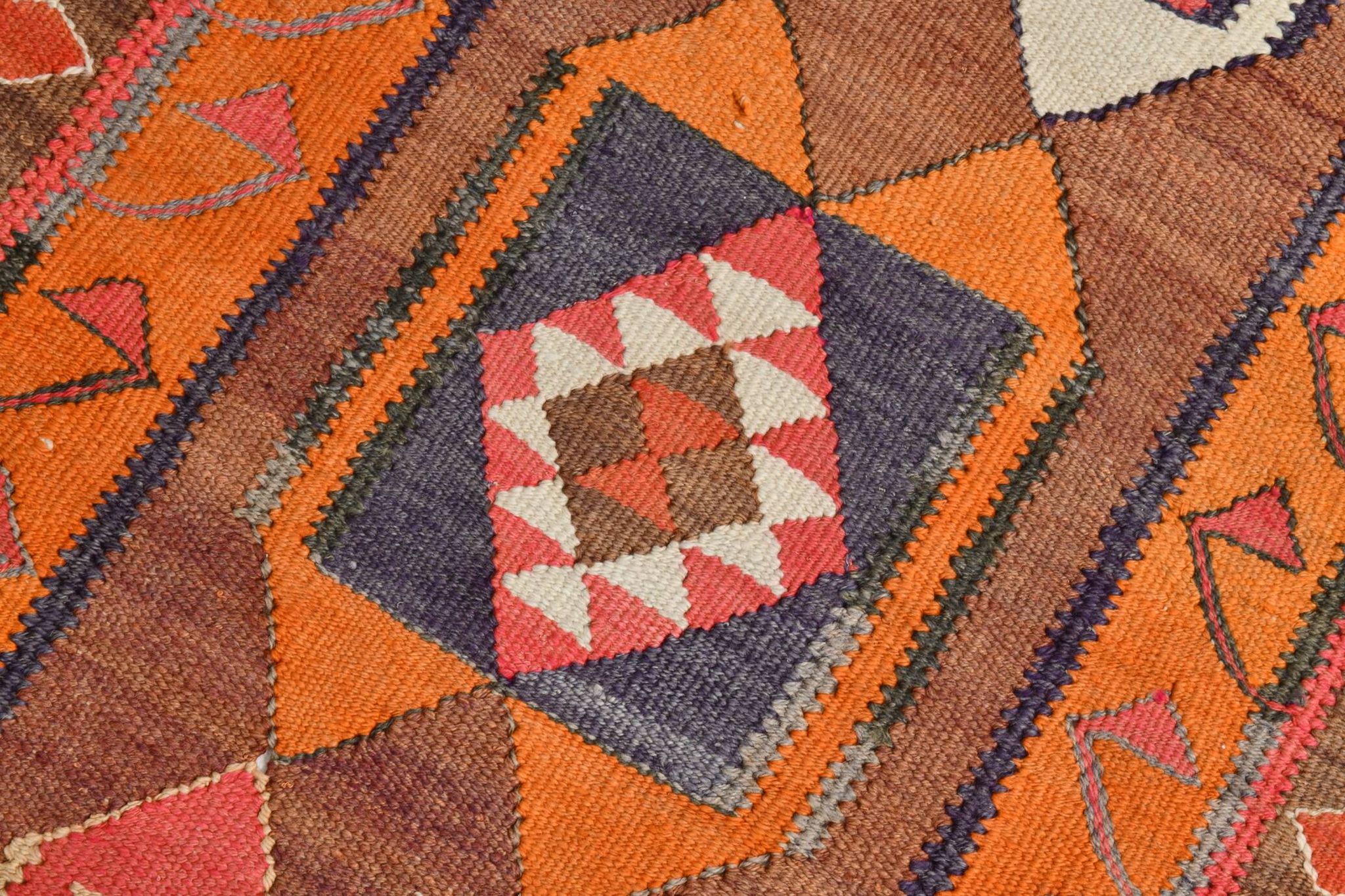 3x11 Orange & Brown Kilim Runner Rug, 88x330Cm