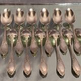 Suite of 12 small silver metal spoons in Louis XV style