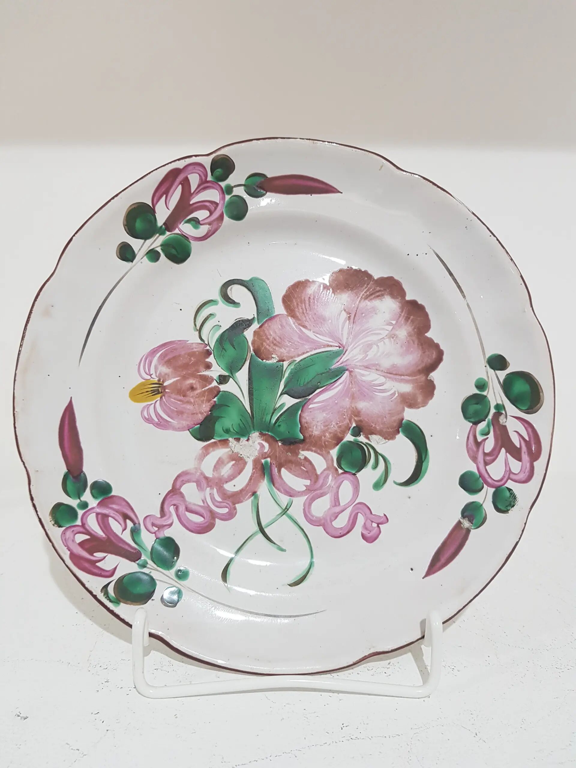 Decorative plate St. Clement, hand-painted ceramic, France, 19th century