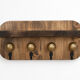 Wall shelf made of solid wood with golden hooks - Key holder for the entrance