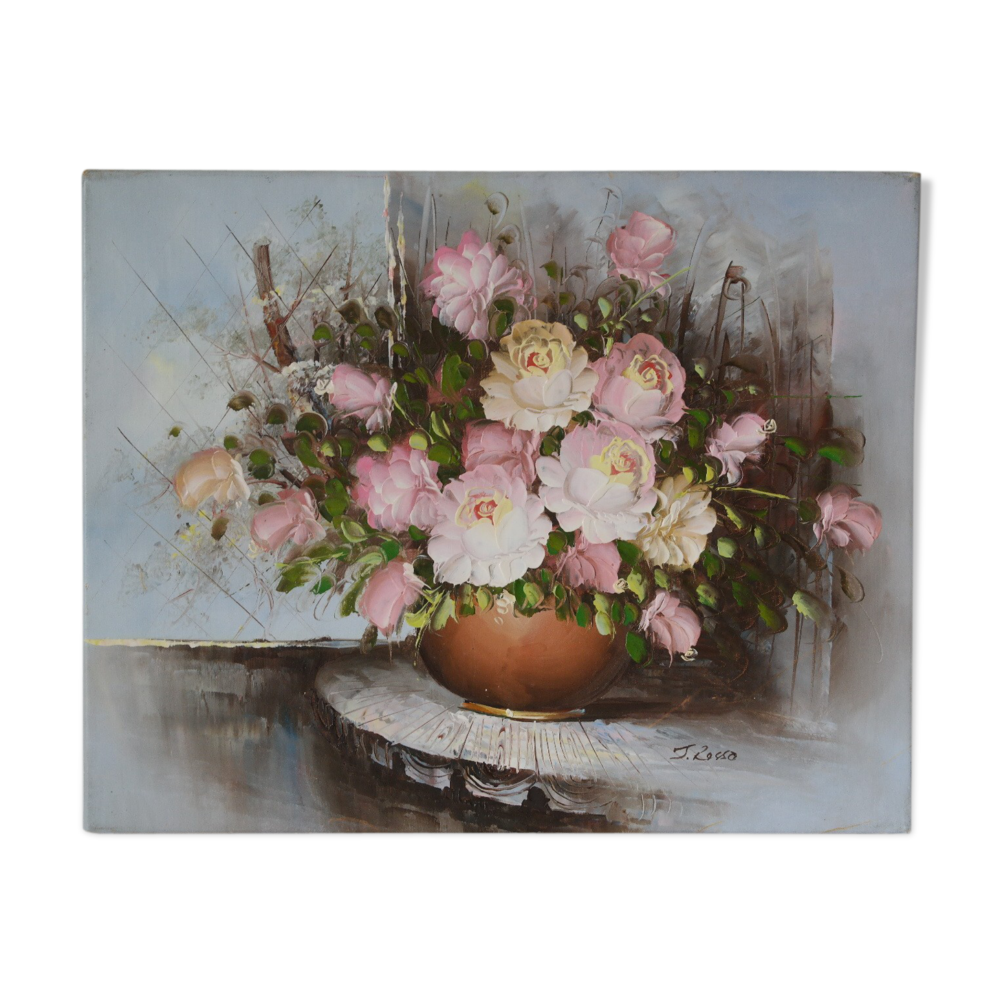 Tableau huile bouquet de fleurs