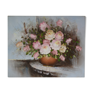 Tableau huile bouquet de fleurs