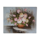 Tableau huile bouquet de fleurs