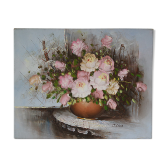 Tableau huile bouquet de fleurs