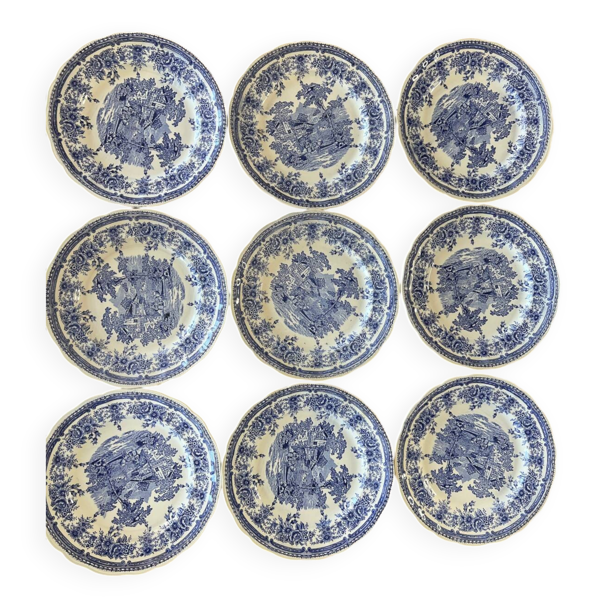Lit de 9 assiettes plates Luneville The Cottage