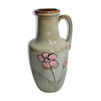 Vase à anse Scheurich Keramik, West Germany, à décor de fleur, 26 cm