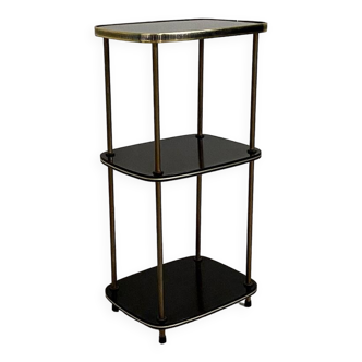 Vintage 50's brass and melamine wood imitation side table