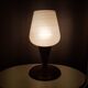 Vintage teak table lamp with 60s white glass lampshade