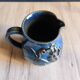 Vintage Blue Stoneware Jug with Grape Cluster Pattern, Ceramic Vase