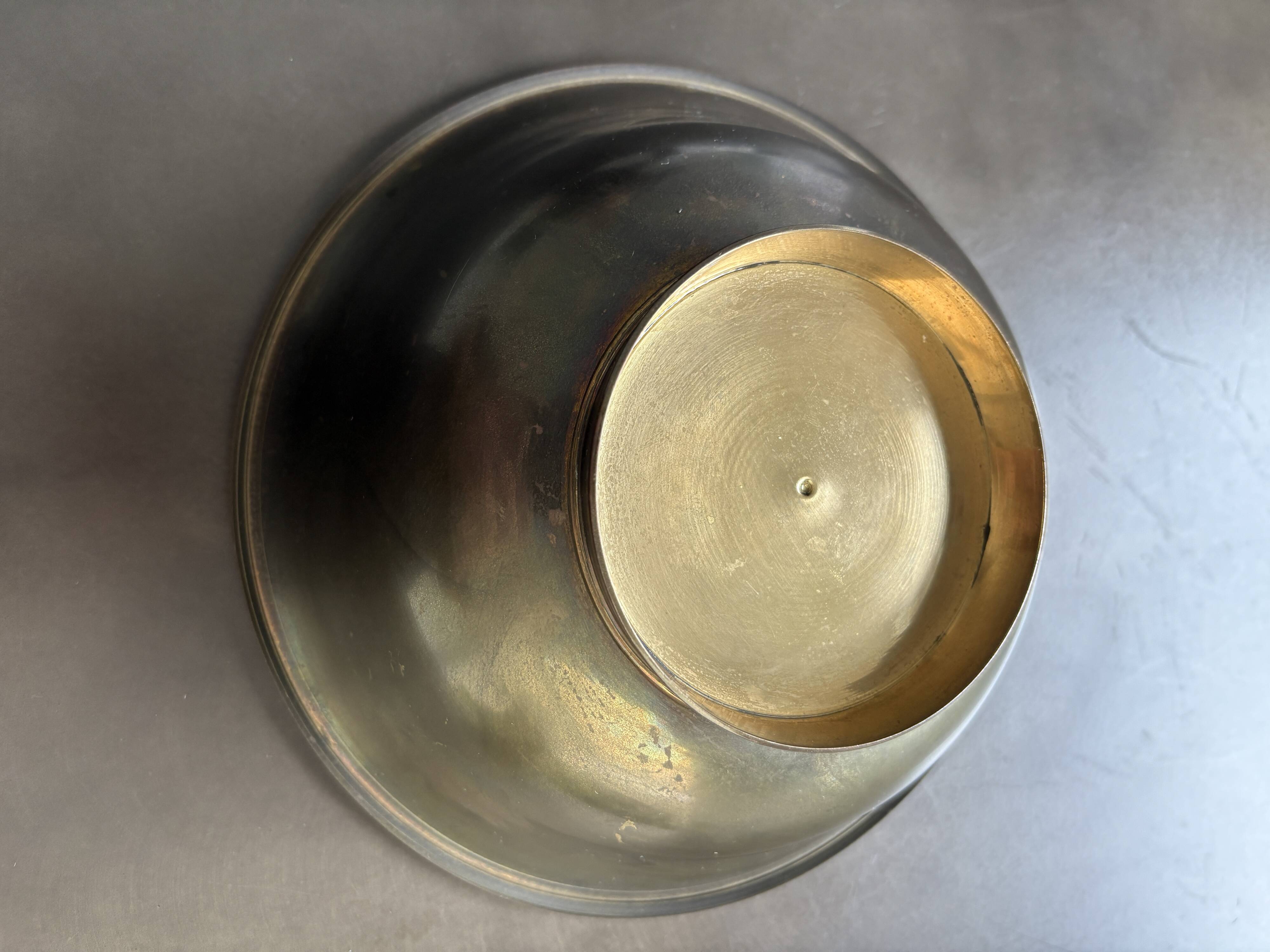 Large enamelled brass bowl