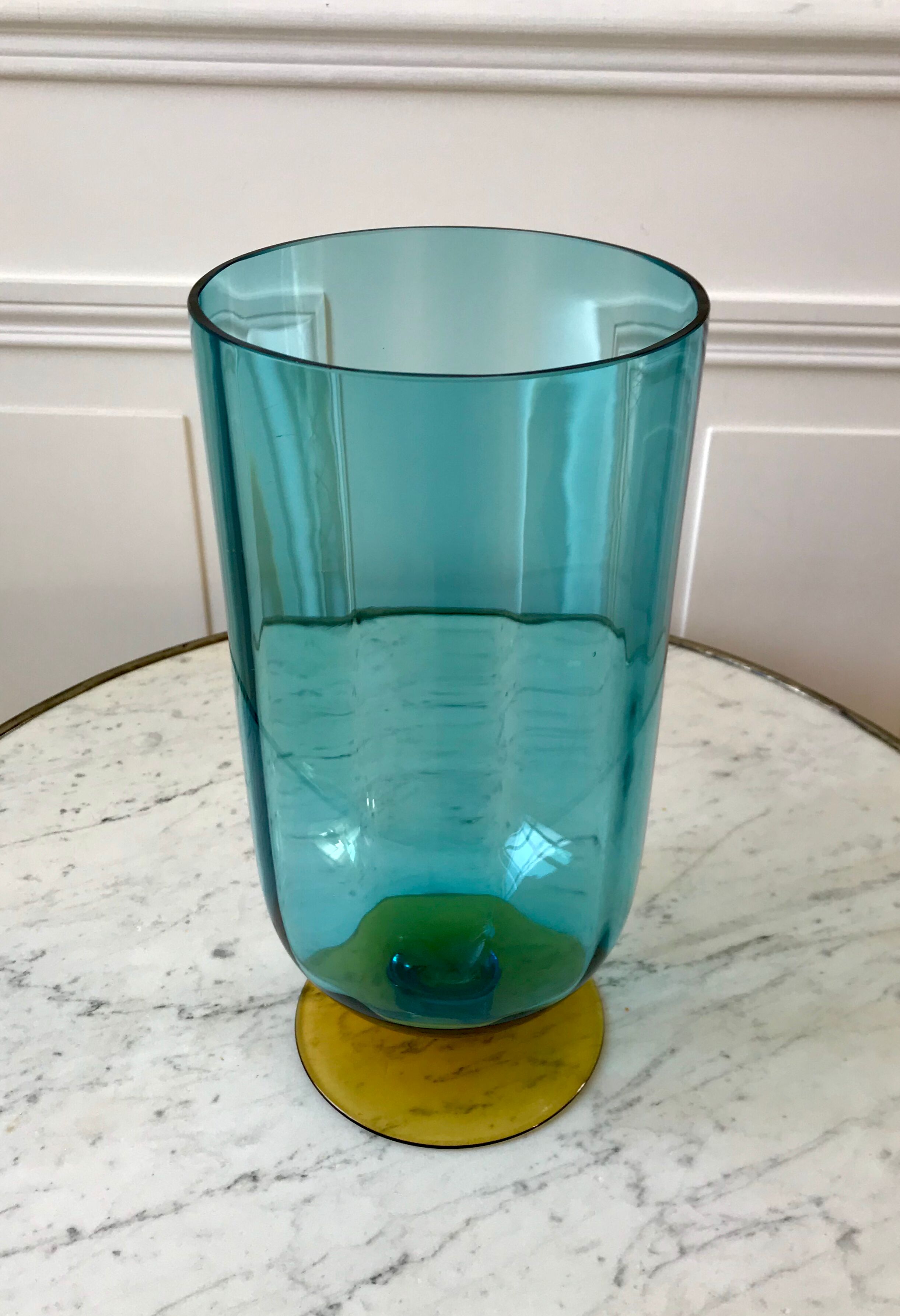 Two-tone blue and amber vase 70s