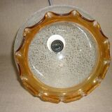 Chandelier in scratched glass and moiré rim