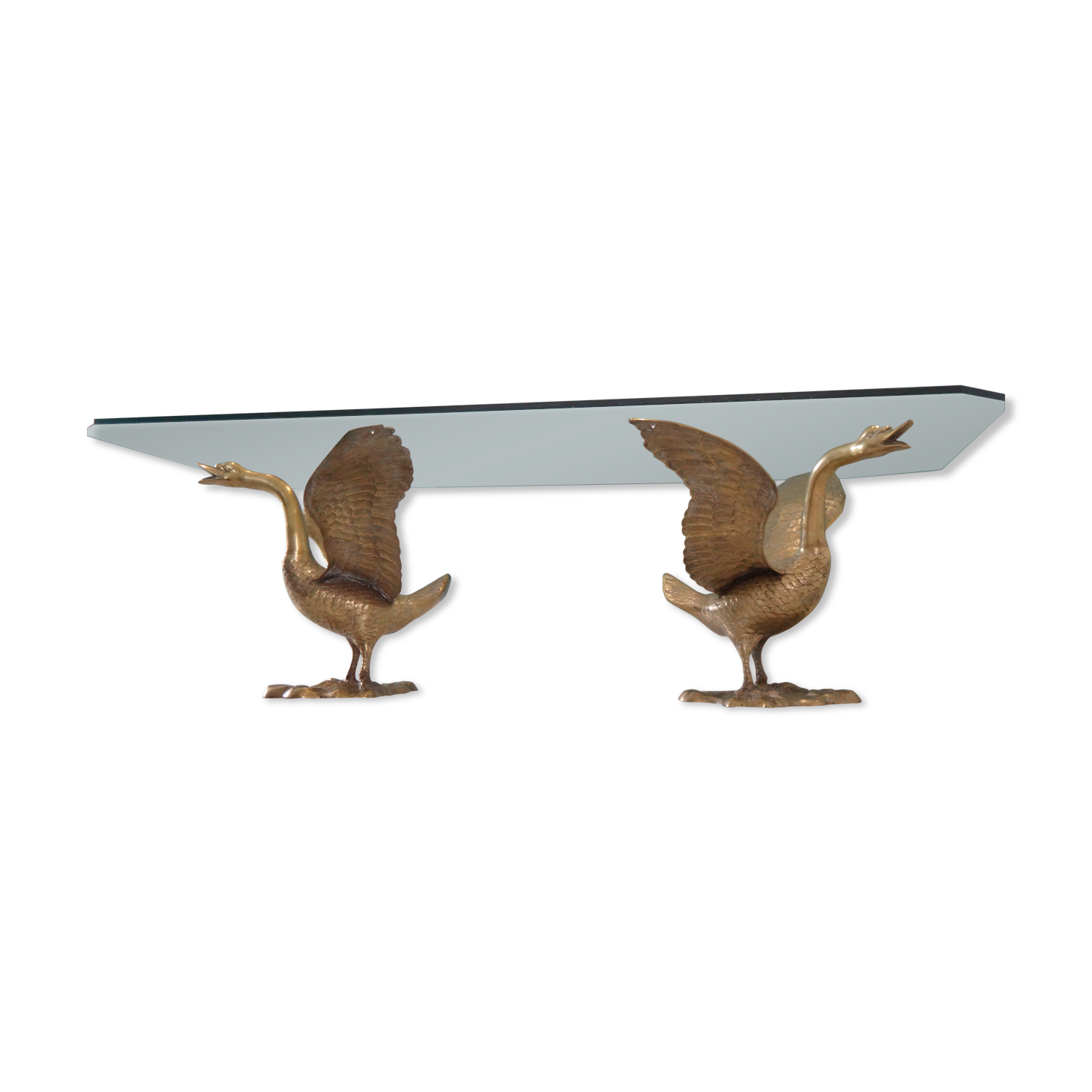 Coffee table swans hollywood regency swan brass design 1960