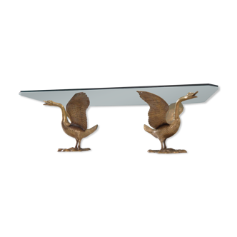 Coffee table swans hollywood regency swan brass design 1960