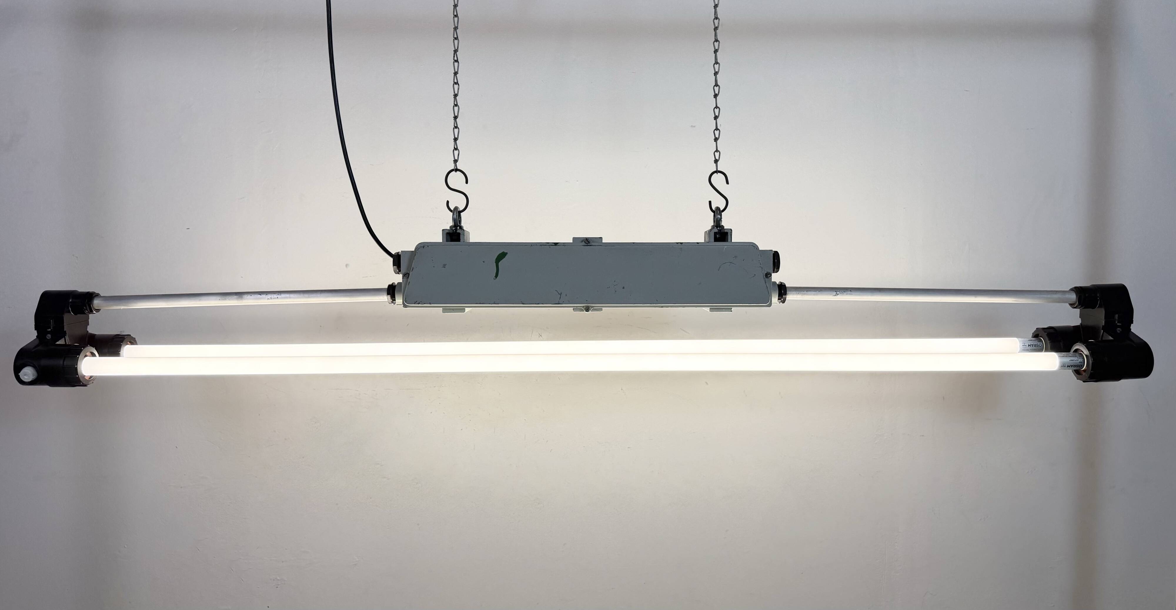 Industrial Grey Tube Light from Elektrosvit, 1970s