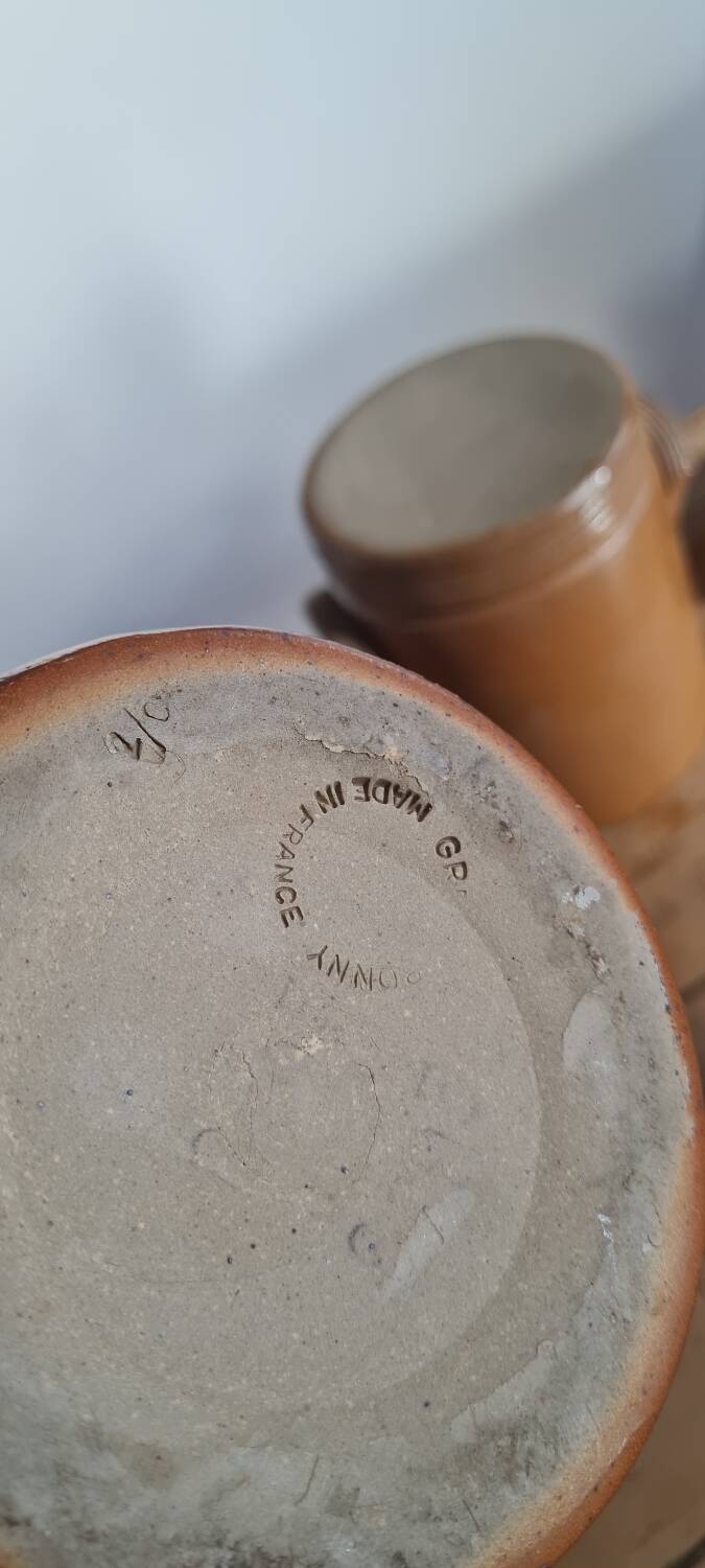 Set of 4 stoneware grease pots