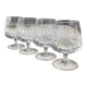 Lot 4 Glasses Cognac/Brandy. Trapezoidal. Drop/diamond point patterns.