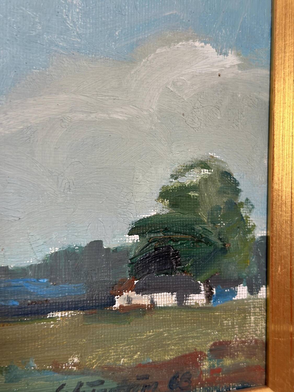 Original Swedish Oil on Canvas – “Landscape with Farms” by Schörström