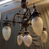 Chandelier 1900 metal and glass