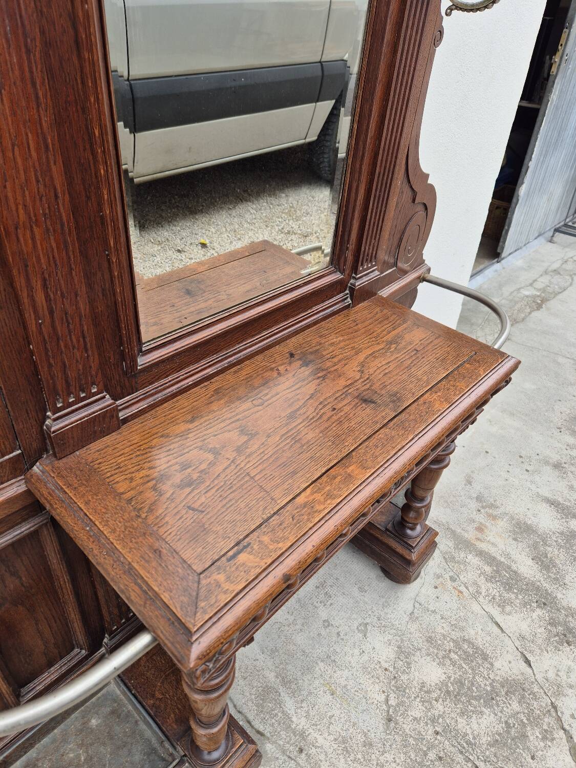 Cloakroom Napoleon III coat rack 19th in solid oak