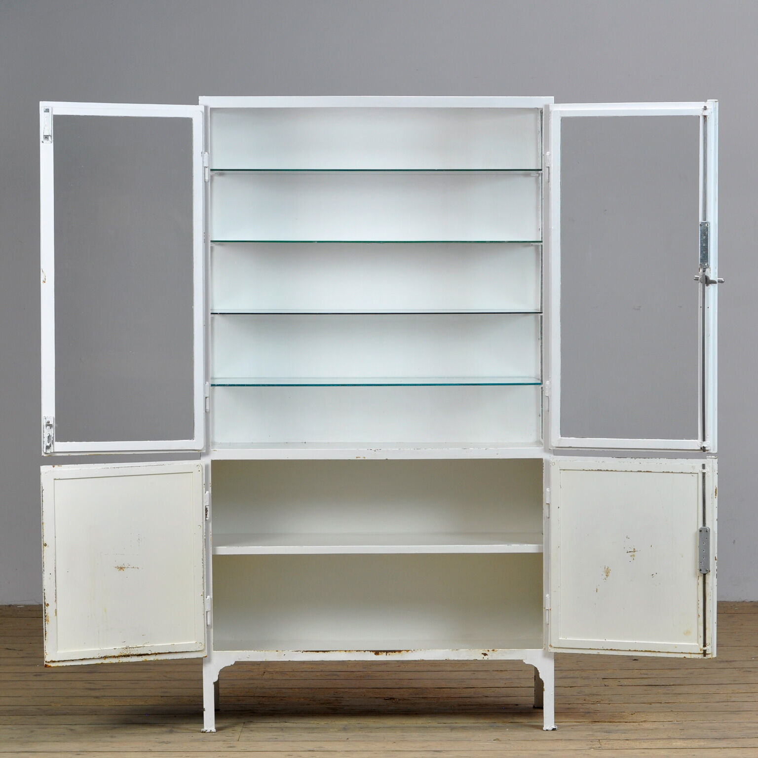 Medical iron and glass cabinet, 1940s
