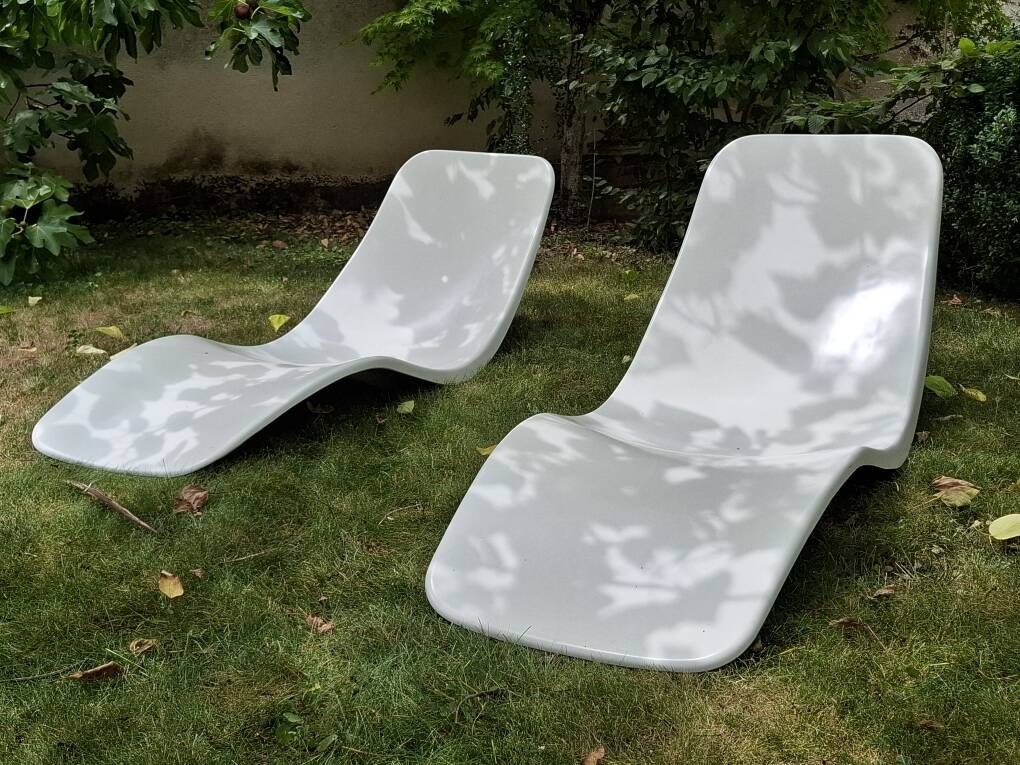 Pair of Zublena deckchairs