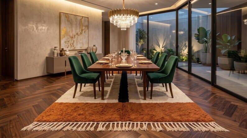 Traditional handmade natural wool rug 2/3 m