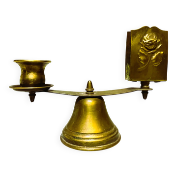 Church brass candle holder with matchbox