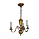 Dutch golden brass chandelier with 3 arms of light
