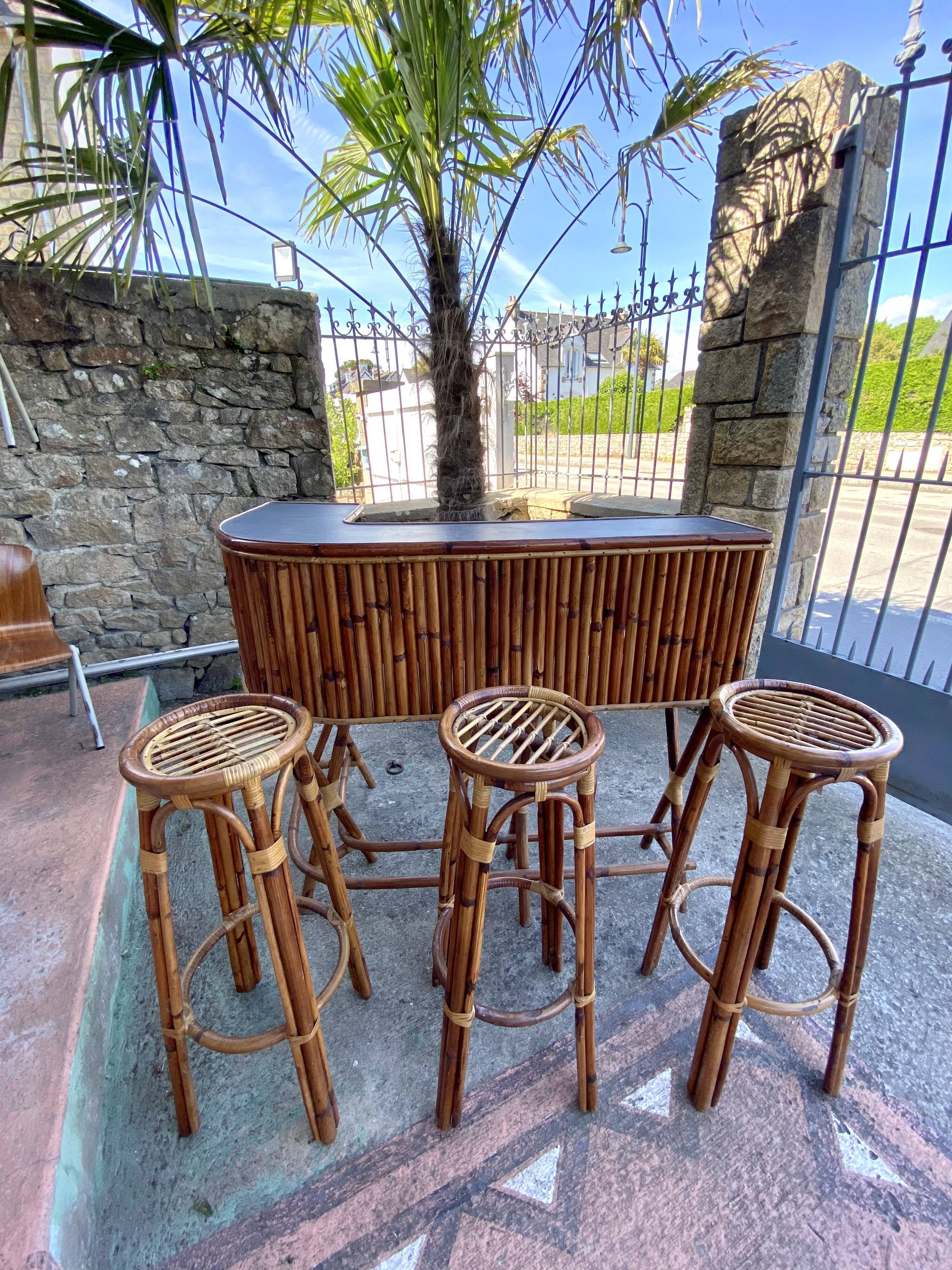 Vintage rattan bar around 1960