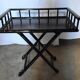Table bureau pliable en bois noirci et sculpté façon bambou,années 50