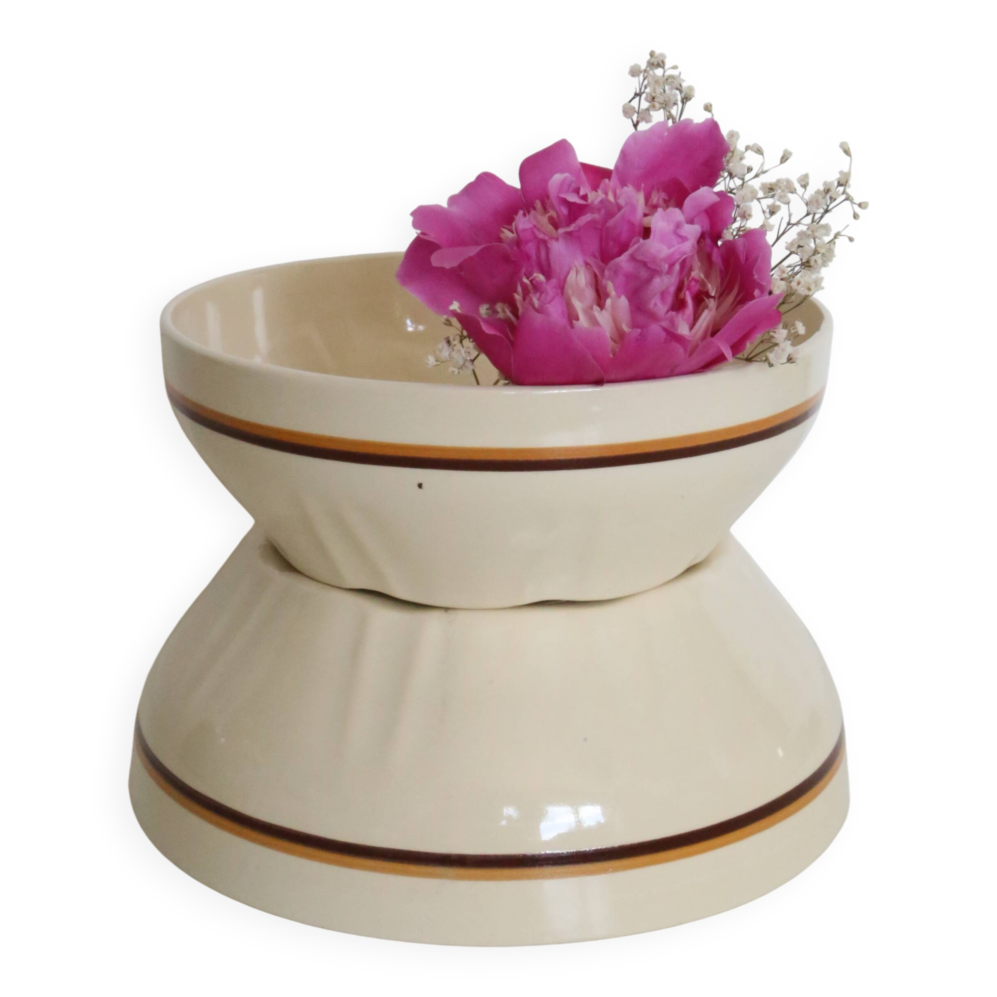 pair of salad bowls, French earthenware, bistro