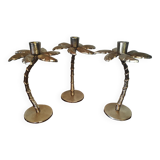 3 candlesticks in the shape of super deco palm trees