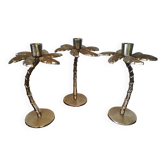 3 candlesticks in the shape of super deco palm trees