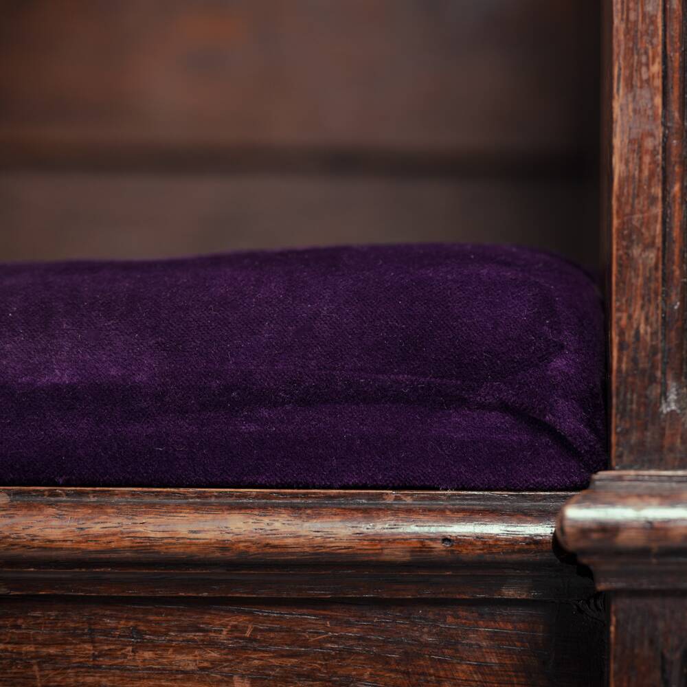 Arts crafts oak bench with storage