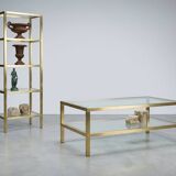 Table basse Pierre Vandel en métal doré brossé années 70