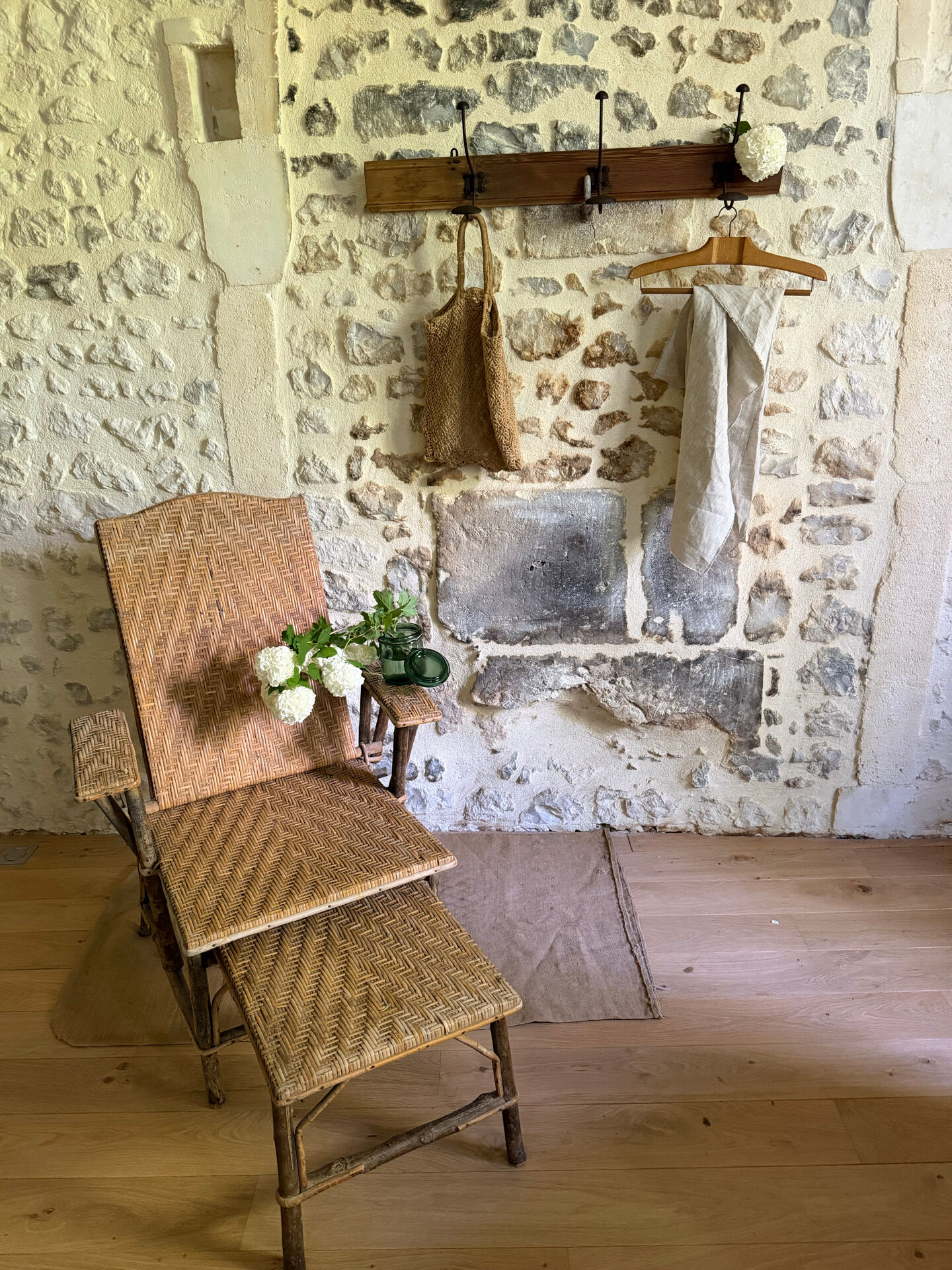Chaise longue en rotin