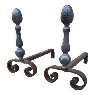 Vintage geometric andirons