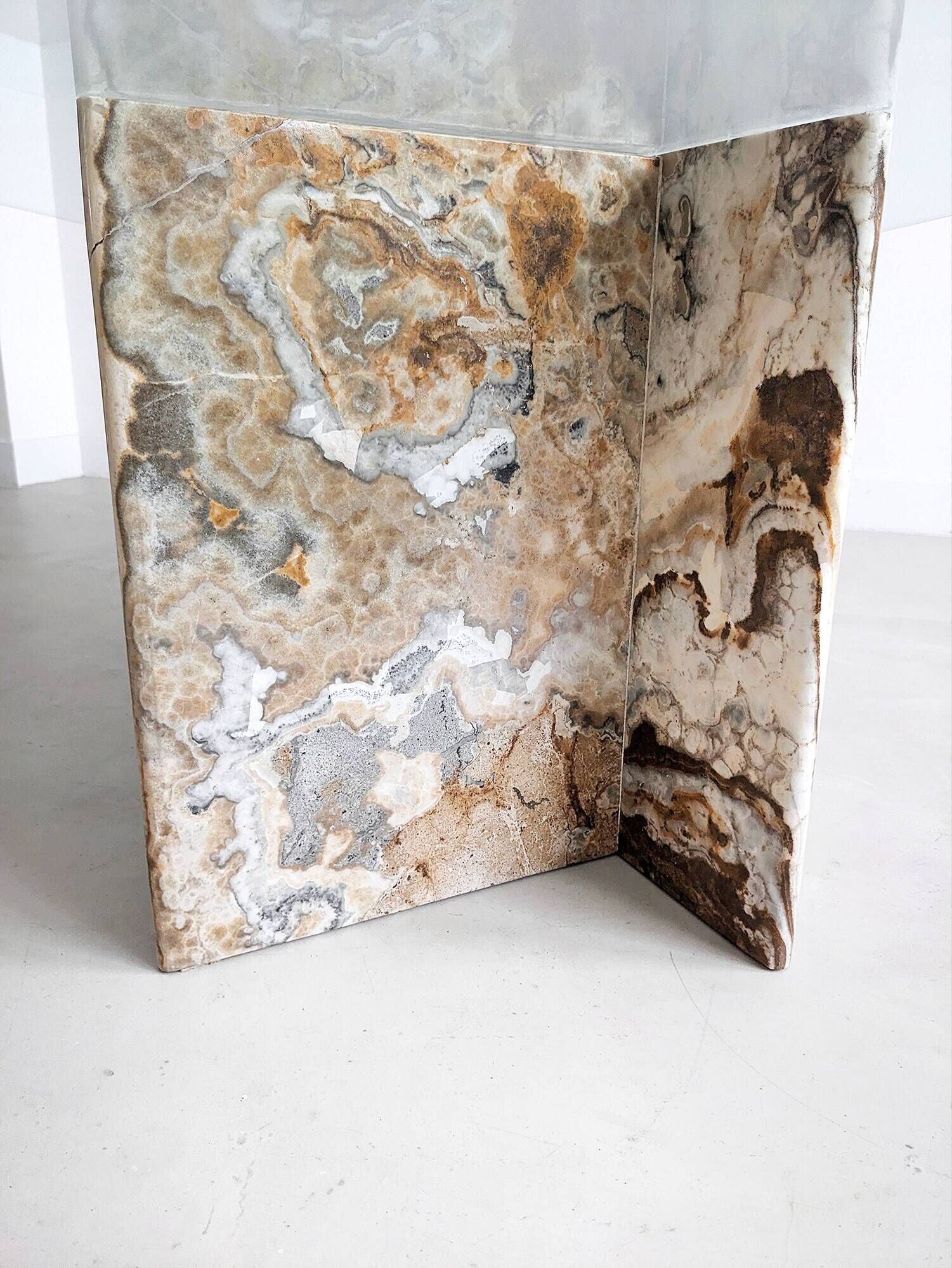 Italian marble coffee table with glass top 1970's