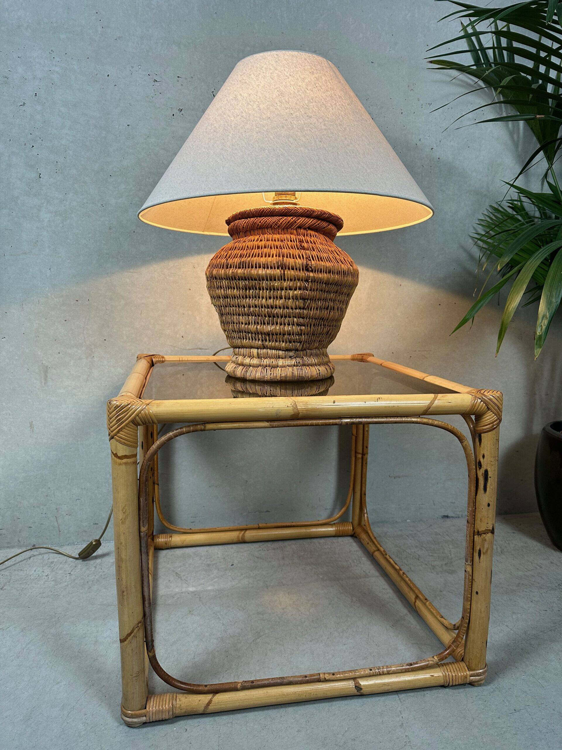 Vintage side table – bamboo and glass