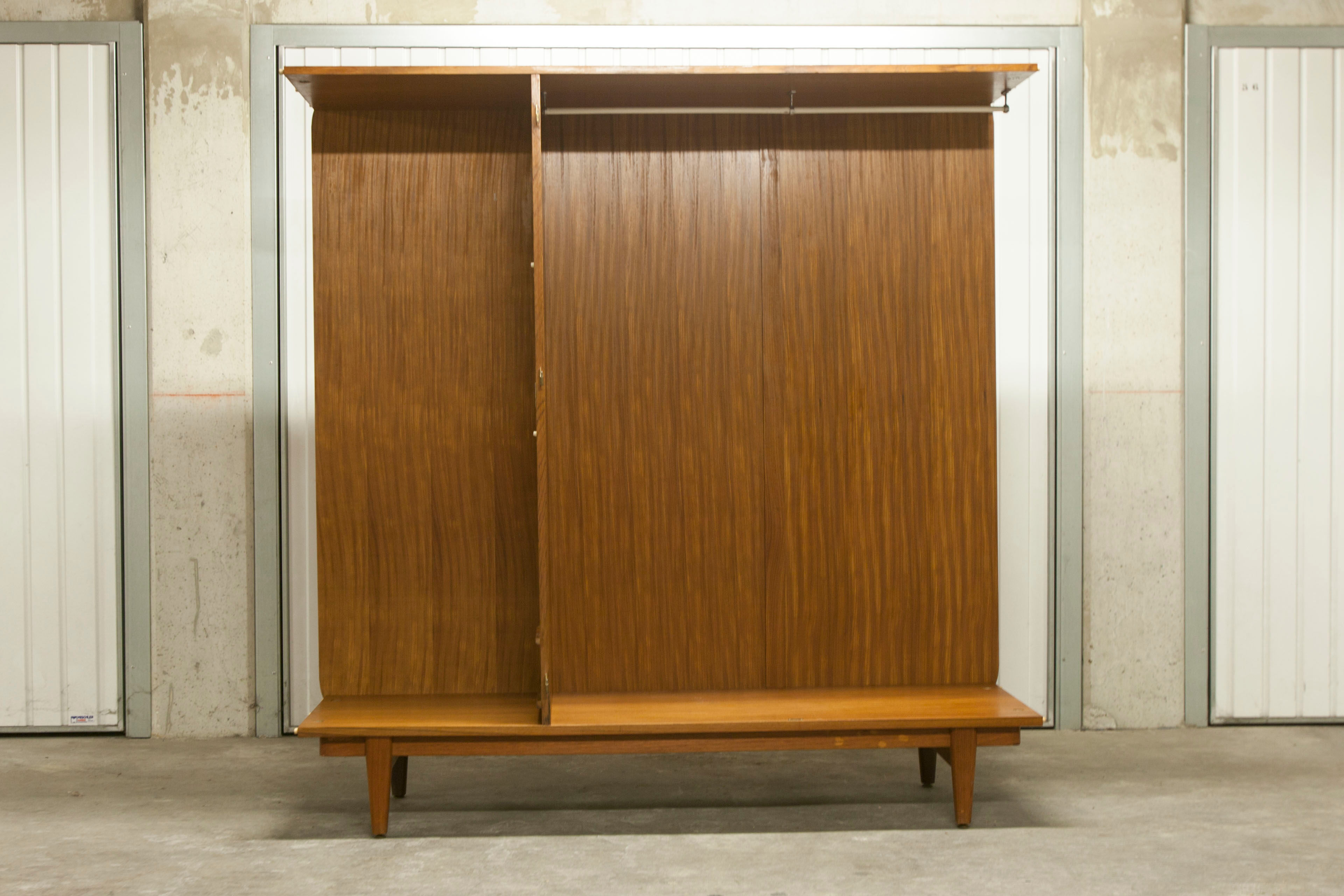 Danish Scandinavian wardrobe signed Sven Ellekaer 1960 3 doors 2 drawers with mounting plan