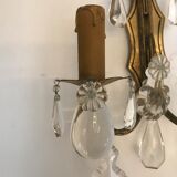Pair of bronze wall light  with 1950 glass stamps