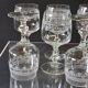 6 printed stem glasses for port/digestif in good condition.