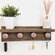 "Wall-mounted key holder shelf in wood, chic country / vintage / shabby style"