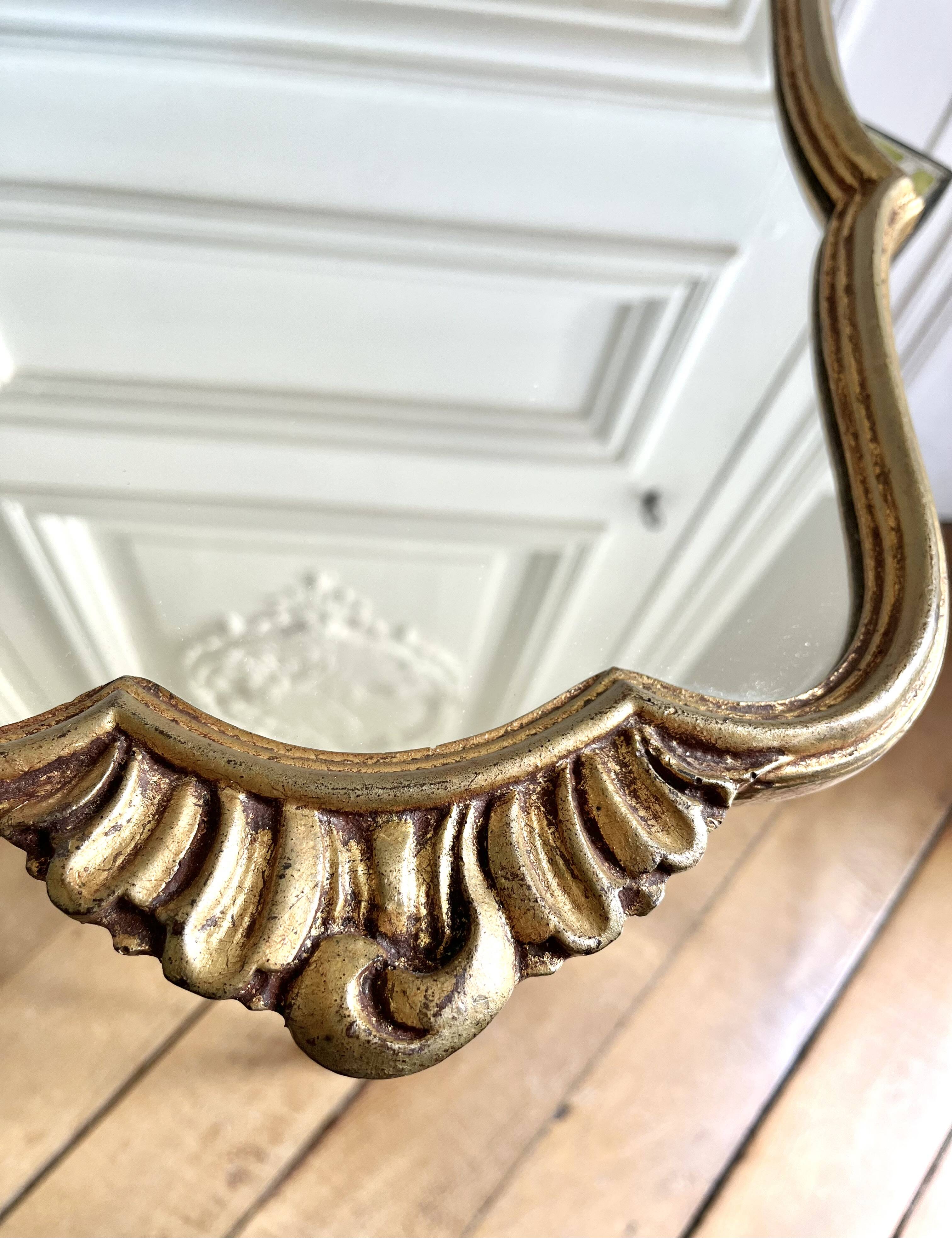 Miroir rocaille style Louis XV doré , 50 x 31 cm