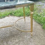 Table basse en laiton et marbre vert vers 1960- mid century