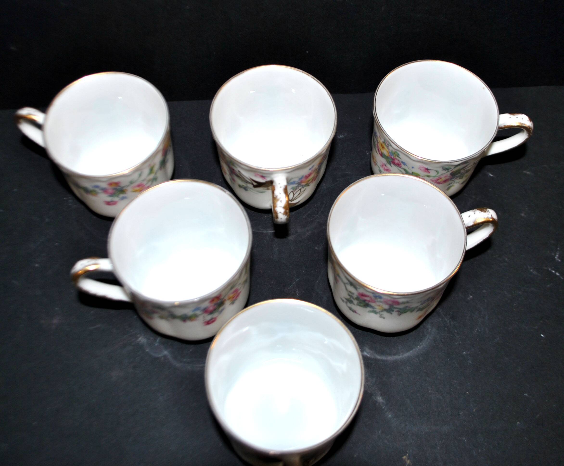 Limoges Haviland set of 6 floral porcelain coffee cups