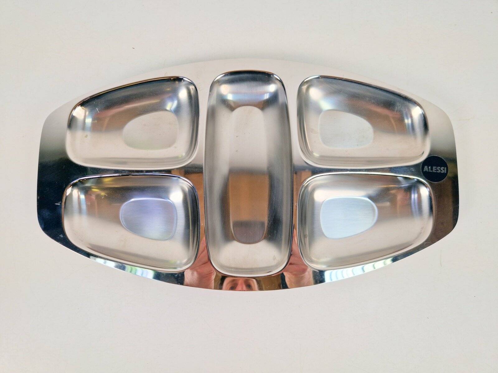 Divided Stainless Steel Tray by Carlo Mazzeri for Alessi, Italy, 1960s